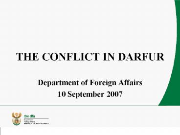 THE CONFLICT IN DARFUR