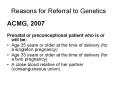 Reasons for Referral to Genetics PowerPoint PPT Presentation
