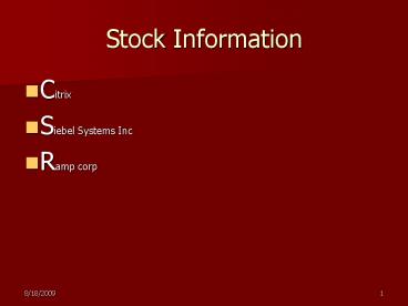 Stock Information