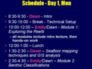 Schedule Day 1, Mon