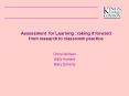 Assessment for Learning : taking it forward from research to classroom practice PowerPoint PPT Presentation