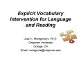Explicit Vocabulary Intervention for Language and Reading PowerPoint PPT Presentation