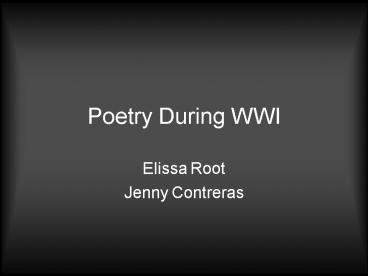 Poetry During WWI
