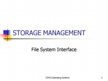 STORAGE MANAGEMENT