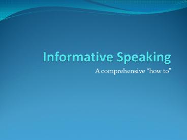 Informative Speaking