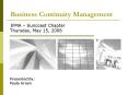 Business Continuity Management PowerPoint PPT Presentation