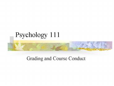 Psychology 111