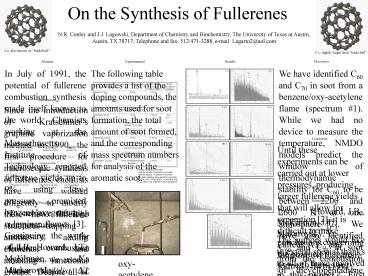On the Synthesis of Fullerenes