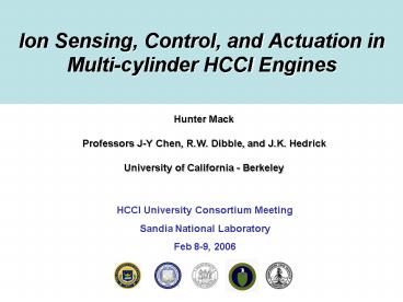 Ion Sensing, Control, and Actuation in Multicylinder HCCI Engines