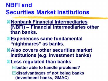 NBFI and Securities Market Institutions