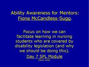 Ability Awareness for Mentors: Fiona McCandless-Sugg.