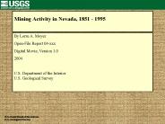 Mining Activity in Nevada, 1851 1995