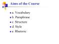 Aims of the Course
