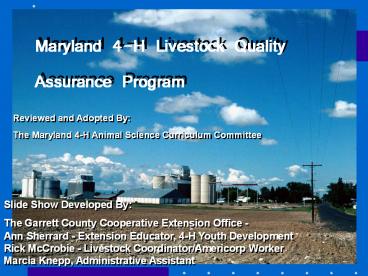 4-H Livestock Quality Assurance