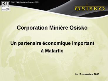 Corporation Minire Osisko