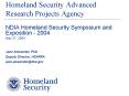 Homeland Security Advanced Research Projects Agency PowerPoint PPT Presentation
