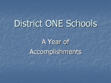 District ONE Schools