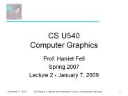 CS U540 Computer Graphics