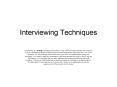 Interviewing Techniques PowerPoint PPT Presentation