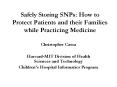 Safely Storing SNPs: How to Protect Patients and their Families while Practicing Medicine PowerPoint PPT Presentation
