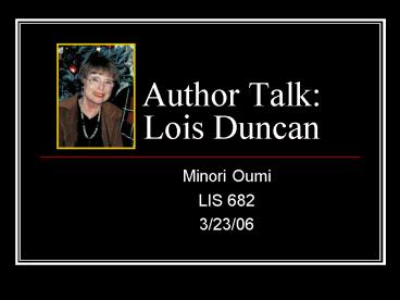 Author Talk: Lois Duncan