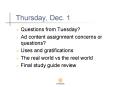 Thursday, Dec. 1 PowerPoint PPT Presentation