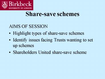Sharesave schemes