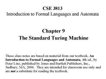 CSE 3813 Introduction to Formal Languages and Automata