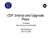 CDF Status and Upgrade Plans