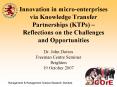 Innovation in microenterprises via Knowledge Transfer Partnerships KTPs Reflections on the Challenge PowerPoint PPT Presentation