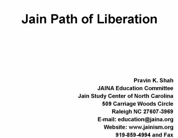 Jain Path of Liberation