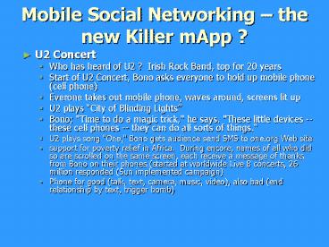 Mobile Social Networking the new Killer mApp