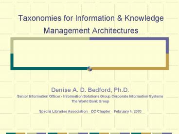 Taxonomies for Information