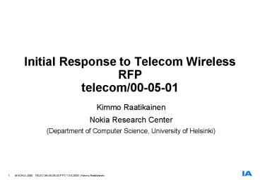 Initial Response to Telecom Wireless RFP telecom000501