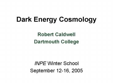 Dark Energy Cosmology