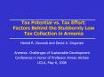 Tax Potential vs. Tax Effort: Factors Behind the Stubbornly Low Tax Collection in Armenia PowerPoint PPT Presentation