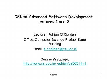 PPT – CS556 Advanced Software Development Lectures 1 and 2 PowerPoint ...