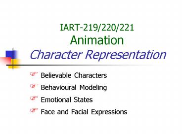 IART219220221 Animation Character Representation