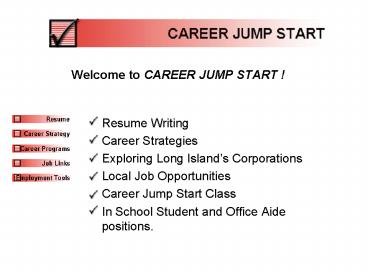 Welcome to CAREER JUMP START