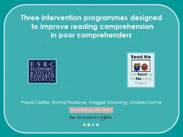 Paula Clarke, Emma Truelove, Maggie Snowling, Charles Hulme