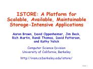 ISTORE: A Platform for Scalable, Available, Maintainable StorageIntensive Applications