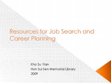 Resources for Job Search and Career Planning