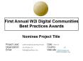 First Annual W2i Digital Communities Best Practices Awards PowerPoint PPT Presentation