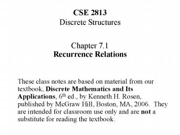 CSE 2813 Discrete Structures