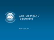 ColdFusion MX 7 Blackstone