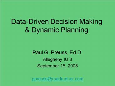 DataDriven Decision Making