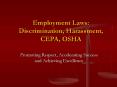 Employment Laws: Discrimination, Harassment, CEPA, OSHA PowerPoint PPT Presentation