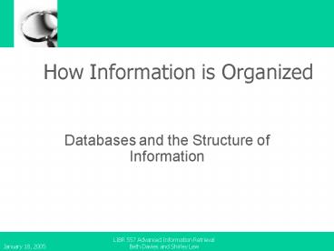 LIBR 557 Advanced Information Retrieval