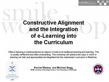 Constructive Alignment and the Integration of eLearning into the Curriculum