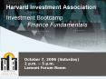 Harvard Investment Association Investment Bootcamp Finance Fundamentals PowerPoint PPT Presentation